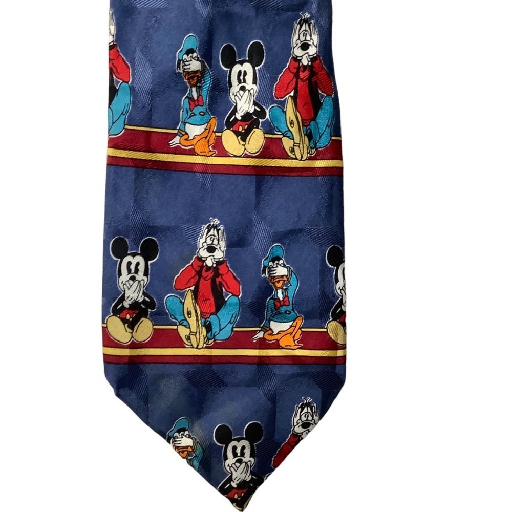 Disney‎ Silk Mickey Goofy Donald Duck See Hear Speak Evil Neck Tie Atlas Design